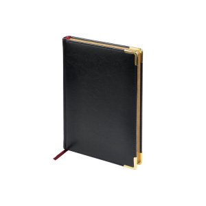 Ежедневник А5 датированный Sidney Nebraska 2026, черный (золотой обрез, золотые уголки)