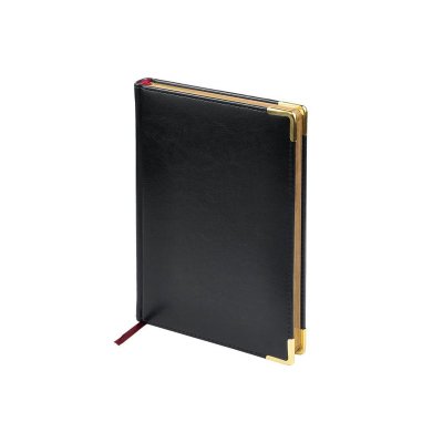 Ежедневник А5 датированный Sidney Nebraska 2026, черный (золотой обрез, золотые уголки)