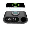 Настольные часы "Smart Hub" с bluetooth колонкой 5Вт, беспроводной (15W) зарядкой и подсветкой логотипа, цвет черный
