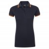 Рубашка поло женская Pasadena Women 200 с контрастной отделкой, темно-синяя (navy) с неоново-оранжевым Рубашка поло женская Pasadena Women 200 с контрастной отделкой, темно-синяя (navy) с неоново-оранжевым