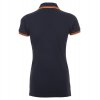 Рубашка поло женская Pasadena Women 200 с контрастной отделкой, темно-синяя (navy) с неоново-оранжевым