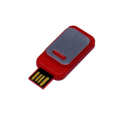 USB 2.0- флешка промо на 8 Гб прямоугольной формы, выдвижной механизм, красный