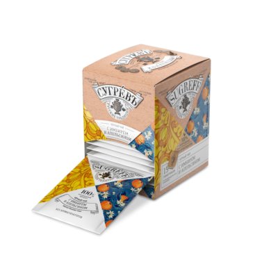 Черный чай с имбирем и апельсином в индивидуальном саше конверте, 15 пакетиков