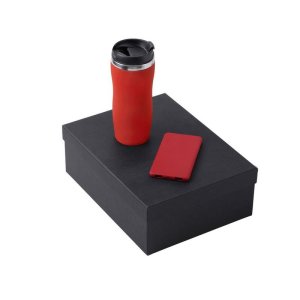 Подарочный набор c вакуумной термокружкой и повербанком С1, красный Подарочный набор c вакуумной термокружкой и повербанком С1, красный