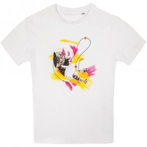 Футболка детская «Обними кота», белая Футболка детская «Обними кота», белая