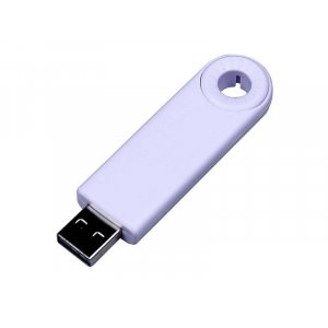 USB 2.0- флешка промо на 8 Гб прямоугольной формы, выдвижной механизм, белый