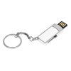 USB 2.0- флешка на 16 Гб с выдвижным механизмом и мини чипом, серебристый/белый