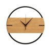Деревянные часы с металлическим ободом, диаметр 30 см, Time Wheel горизонтальные, натуральный/черн