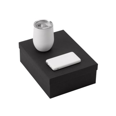 Подарочный набор с термокружкой и повербанком С2, 10000 mAh, белый