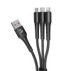 Дата-кабель Armor 3 в 1: micro USB, USB-C, Ligthning, 1.2м, черный, Deppa