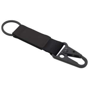 Брелок-ремувка Carabinier из ткани с вставкой из экокожи и карабином, черный