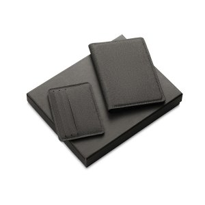 Подарочный набор Consul: обложка для паспорта и картхолдер, серый