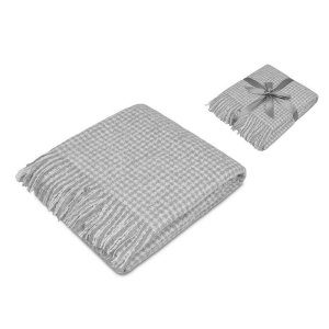 Акриловый плед Harp 130x180 см, белый/холодный серый Акриловый плед Harp 130x180 см, белый/холодный серый