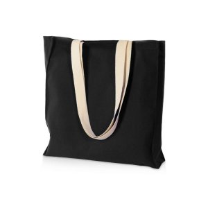 Сумка Donny из хлопка с донной складкой и парусиновыми ручками, черный Сумка Donny из хлопка с донной складкой и парусиновыми ручками, черный