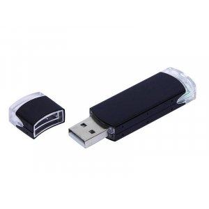 USB 2.0- флешка промо на 16 Гб прямоугольной классической формы, черный