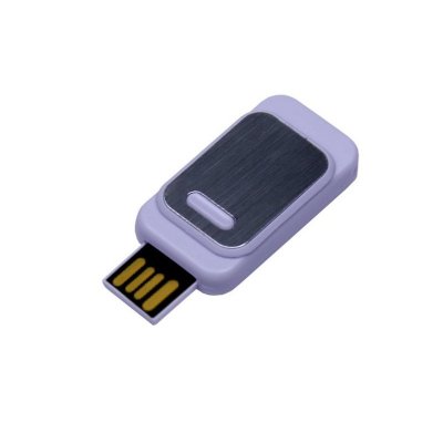 USB 2.0- флешка промо на 64 Гб прямоугольной формы, выдвижной механизм, белый