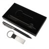 Набор ручка+ брелок COLLISION, черный/темно-серый, металл, пластик, картон
