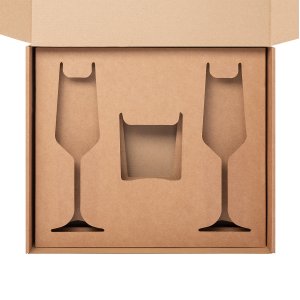 Доп. ложемент под свечу (арт. 73077)+ 2 бокала для шампанского в универсальную коробку (арт. 21006.020)