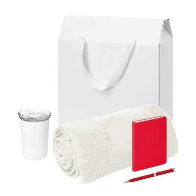 Подарочный набор Welcome Pack Spark mini, красный (термокружка, блокнот, ручка, плед, коробка-пакет)