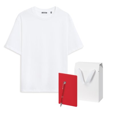 Набор с одеждой RUST (футболка, блокнот, ручка), белый/красный, XL/2XL