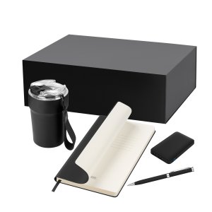 Подарочный набор Monaco, черный (термокружка, аккумулятор, ежедневник, ручка) Подарочный набор Monaco, черный (термокружка, аккумулятор, ежедневник, ручка)