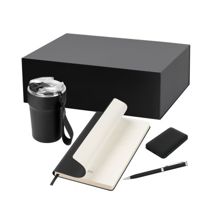 Подарочный набор Monaco, черный (термокружка, аккумулятор, ежедневник, ручка)