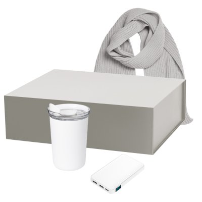 Подарочный набор Strada, Ancor, Forges, белый (термокружка, аккумулятор, шарф)