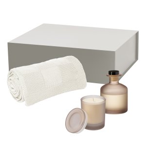 Подарочный набор Mizu, Cella, бежевый (свеча, диффузор, плед) Подарочный набор Mizu, Cella, бежевый (свеча, диффузор, плед)