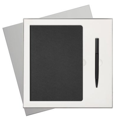 Подарочный набор Moon river, черный (ежедневник, ручка)