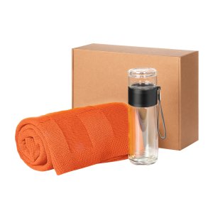 Подарочный набор Terso, Cella, оранжевый (плед, термобутылка) Подарочный набор Terso, Cella, оранжевый (плед, термобутылка)