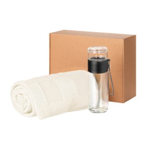 Подарочный набор Terso, Cella, бежевый (плед, термобутылка) Подарочный набор Terso, Cella, бежевый (плед, термобутылка)