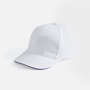 Бейсболка Long Beach, белая с темно-синим Бейсболка Long Beach, белая с темно-синим