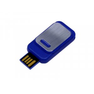 USB 2.0- флешка промо на 8 Гб прямоугольной формы, выдвижной механизм, синий