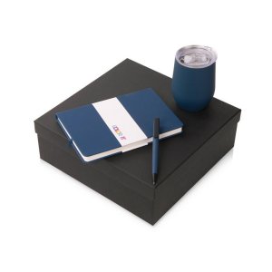 Подарочный набор c блокнотом C2, ручкой и термокружкой, темно-синий Подарочный набор c блокнотом C2, ручкой и термокружкой, темно-синий