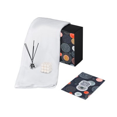 Подарочный набор с пледом, свечой и диффузором, белый