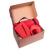 Набор подарочный COSINESS: плед, ежедневник, ручка, чайная пара, коробка, красный