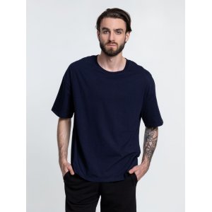 Футболка унисекс оверсайз Crosstown, темно-синяя Футболка унисекс оверсайз Crosstown, темно-синяя