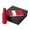 Подарочный набор с блокнотом С3, металлической ручкой и термобутылкой, красный