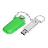 USB 2.0- флешка на 8 Гб в массивном корпусе с кожаным чехлом, зеленый/серебристый