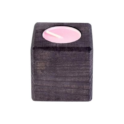 Свеча в декоративном подсвечнике, цв. эбен, аром. роза