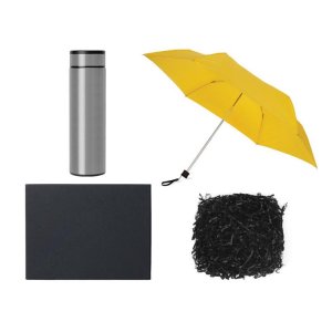 Подарочный набор с зонтом и термосом, желтый Подарочный набор с зонтом и термосом, желтый