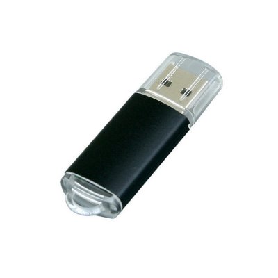 USB 2.0- флешка на 32 Гб с прозрачным колпачком, черный