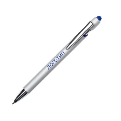 Ручка-стилус металлическая шариковая Sway  Monochrome с цветным зеркальным слоем, серебристый с темно-синим