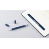 Блокнот с ручкой и вечным карандашом в пенале, с подставкой под смартфон, цвет темно-синий