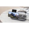 Беспроводная (15W) зарядная станция "Smart Lift" с сенсорным подъёмным механизмом, часами и ночной подсветкой, цвет черный с серебристым