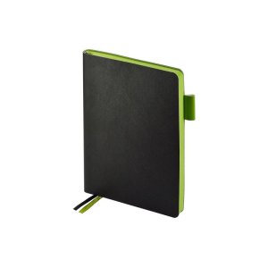 Ежедневник А5 датированный Boston 2026, черный с салатовым обрезом