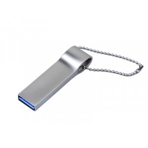 USB 2.0-флешка на 16 Гб с мини чипом и боковым отверстием для цепочки, серебристый