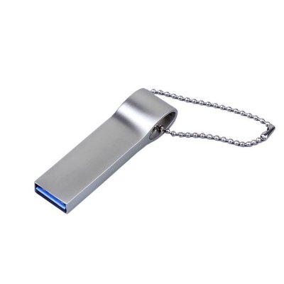 USB 2.0-флешка на 16 Гб с мини чипом и боковым отверстием для цепочки, серебристый