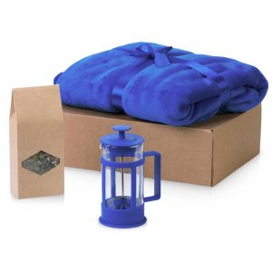 Подарочный набор Tea time с пледом, синий Подарочный набор Tea time с пледом, синий