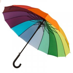Зонт-трость"Радуга", пластиковая ручка, полуавтомат